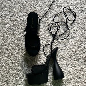 Lemonade Black Platform Heels